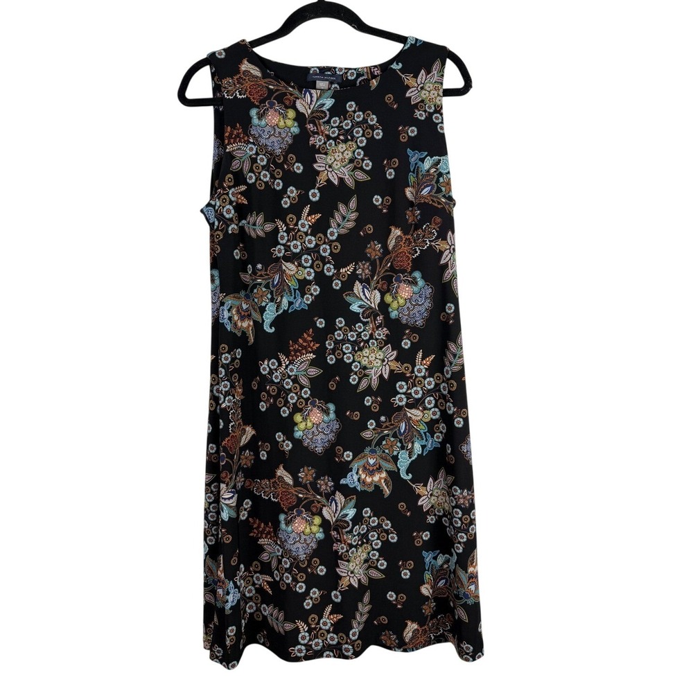 Tommy Hilfiger Womens Floral Paisley Sleeveless Shift Dress Black Floral Size 10